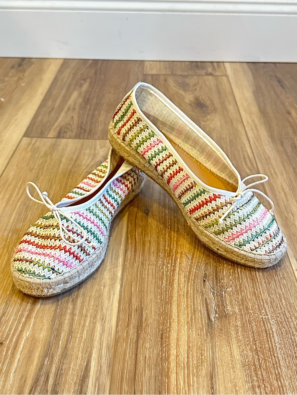 Maypol Colorful Rainbow stripe Espadrille Flats Made in Spain Size 39 8.5